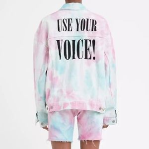 NEW with tags Levi’s Pride Use Your Voice Tie Dye oversized Trucker Jacket